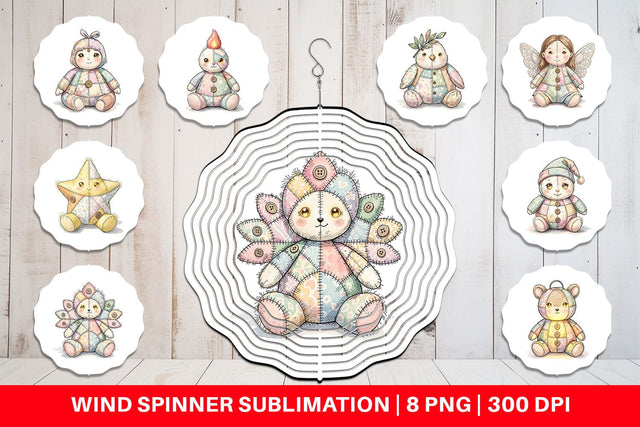 Wind Spinner Celestial Holiday Patchwork Watercolor Sublimation artnoy 