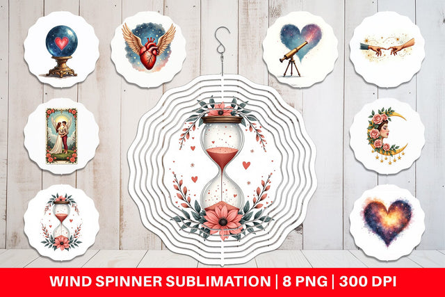 Wind Spinner Celestial Love & Vintage Valentine Watercolor Sublimation artnoy 