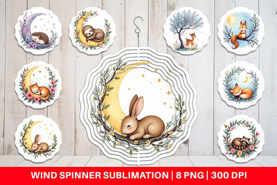 Wind Spinner Celestial Watercolor Animals Sublimation artnoy 