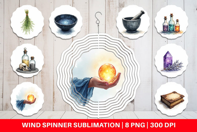 Wind Spinner Celestial Witchy Apothecary Sublimation artnoy 