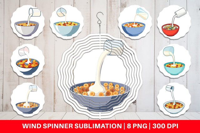 Wind Spinner Cereal Bowl with Milk Sublimation artnoy 