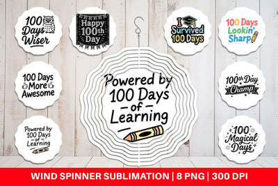 Wind Spinner Chalkboard Celebration 100 Days Quotes Sublimation artnoy 