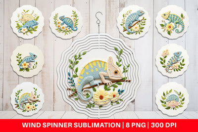 Wind Spinner Chameleon Embroidery Sublimation artnoy 