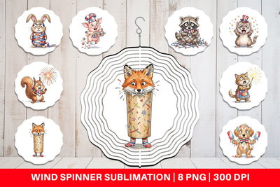 Wind Spinner Chaotic 4th of July Animal Sublimation artnoy 