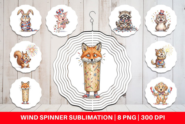 Wind Spinner Chaotic 4th of July Animal Sublimation artnoy 