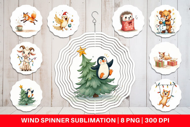 Wind Spinner Chaotic Christmas Animals Sublimation artnoy 
