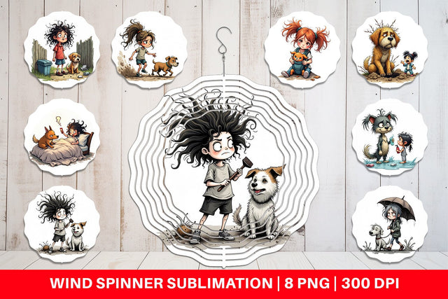 Wind Spinner Chaotic Girl Dog Sublimation artnoy 