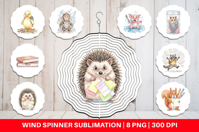 Wind Spinner Chaotic School Animal Watercolor Sublimation artnoy 