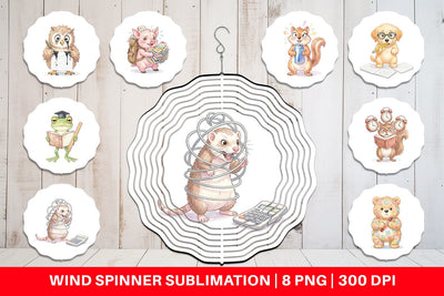 Wind Spinner Chaotic Study Animal Watercolor Sublimation artnoy 