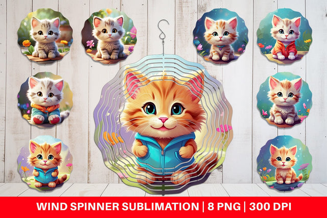 Wind Spinner Charming Baby Cat Sublimation artnoy 