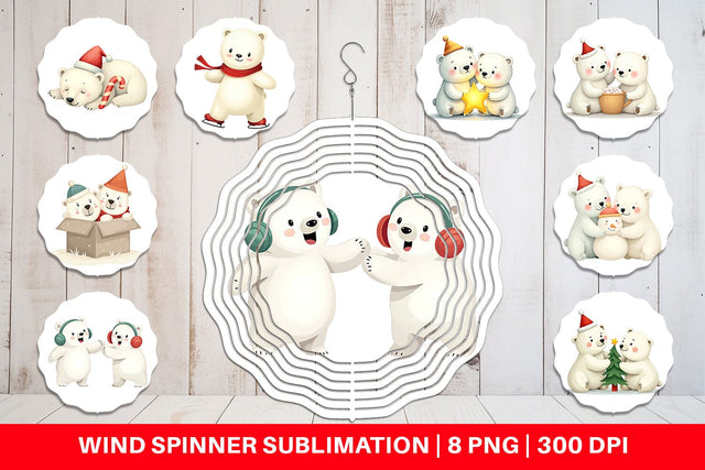 Wind Spinner Charming Polar Bears Sublimation artnoy 