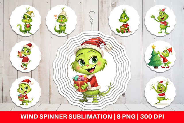 Wind Spinner Cheerful Baby Grinch Sublimation artnoy 