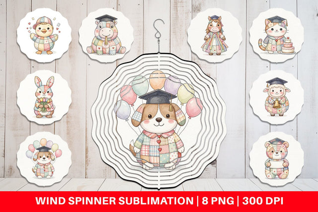 Wind Spinner Cheerful Graduation Party Patchwork Sublimation artnoy 