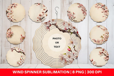 Wind Spinner Cherry Blossom Old Paper Sublimation artnoy 