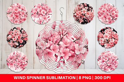 Wind Spinner Cherry Blossom Pattern Sublimation artnoy 