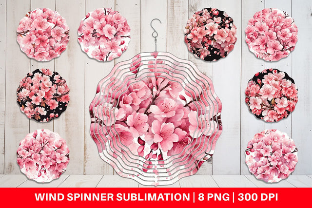 Wind Spinner Cherry Blossom Pattern Sublimation artnoy 