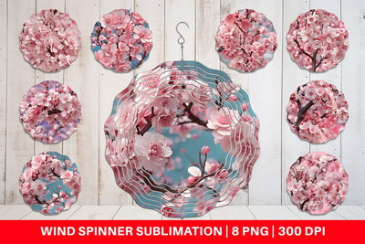 Wind Spinner Cherry Blossoms Pattern Sublimation artnoy 