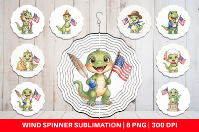 Wind Spinner Chibi Founding Father Dino Watercolor Sublimation artnoy 