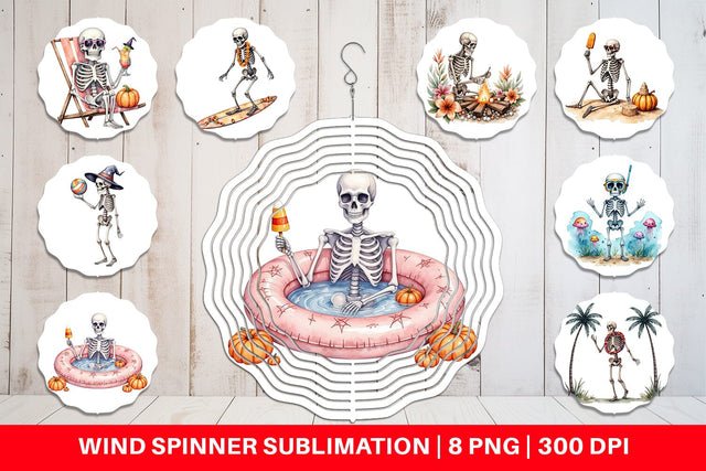 Wind Spinner Chill Summer Skeletons Sublimation artnoy 