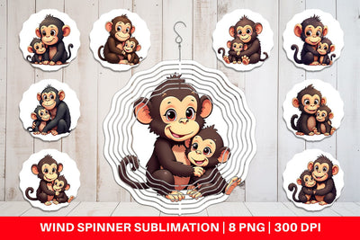 Wind Spinner Chimpanzee Mother's Day Sublimation artnoy 