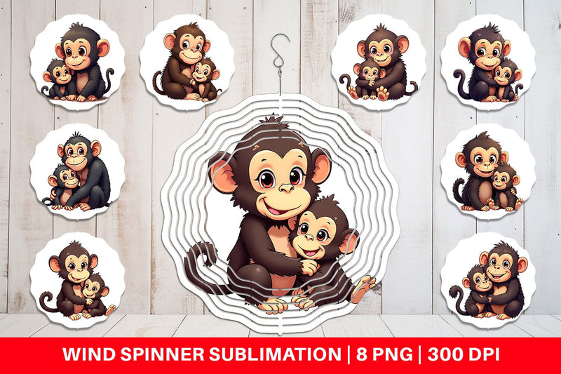 Wind Spinner Chimpanzee Mother's Day Sublimation artnoy 