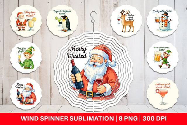 Wind Spinner Christmas Alcohol Humor Sublimation artnoy 