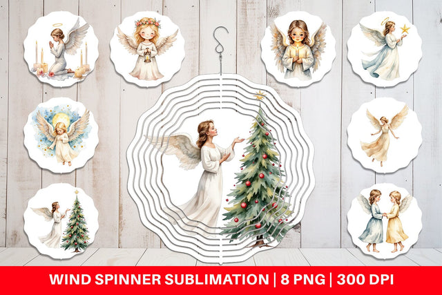 Wind Spinner Christmas Angels Sublimation artnoy 
