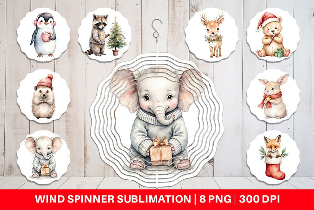 Wind Spinner Christmas Baby Animals Sublimation artnoy 
