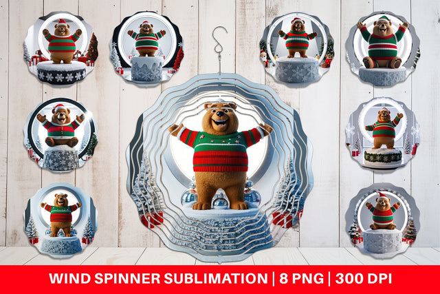 Wind Spinner Christmas Bear Sublimation artnoy 