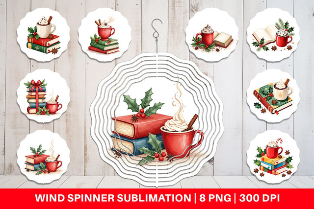 Wind Spinner Christmas Books Cocoa Sublimation artnoy 