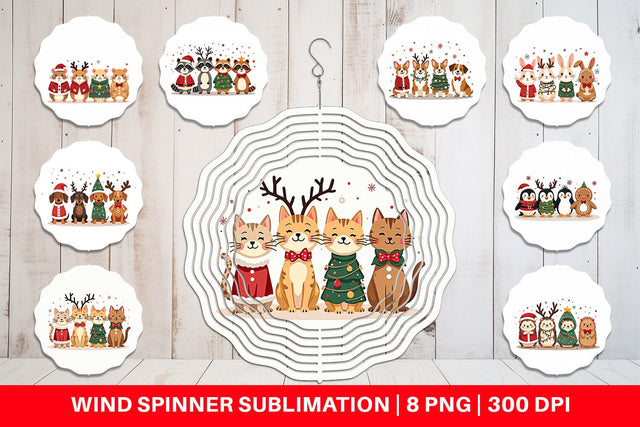 Wind Spinner Christmas Critter Parade Sublimation artnoy 