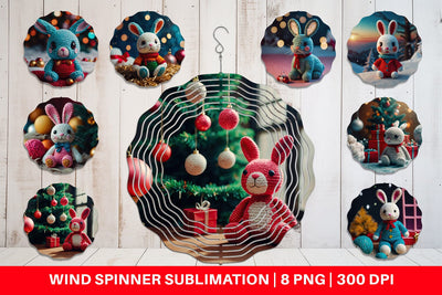 Wind Spinner Christmas Crochet Bunny Sublimation artnoy 