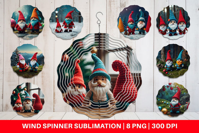 Wind Spinner Christmas Crochet Gnomes Sublimation artnoy 