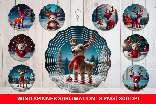 Wind Spinner Christmas Crochet Rudolph Sublimation artnoy 