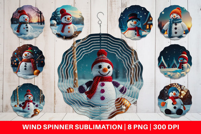 Wind Spinner Christmas Crochet Snowman Sublimation artnoy 