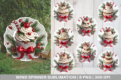 Wind Spinner Christmas Cupcake Sublimation artnoy 