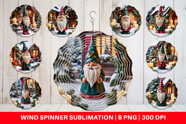 Wind Spinner Christmas Gnome Sublimation artnoy 