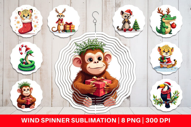 Wind Spinner Christmas Jungle Animals Sublimation artnoy 