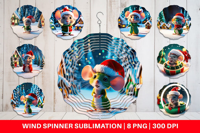 Wind Spinner Christmas Mouse Sublimation artnoy 