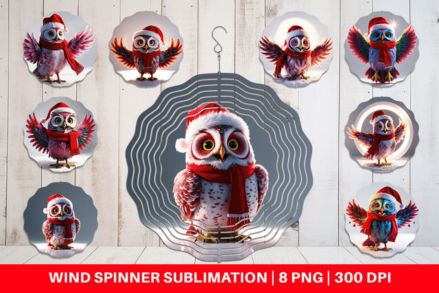 Wind Spinner Christmas Owl Sublimation artnoy 