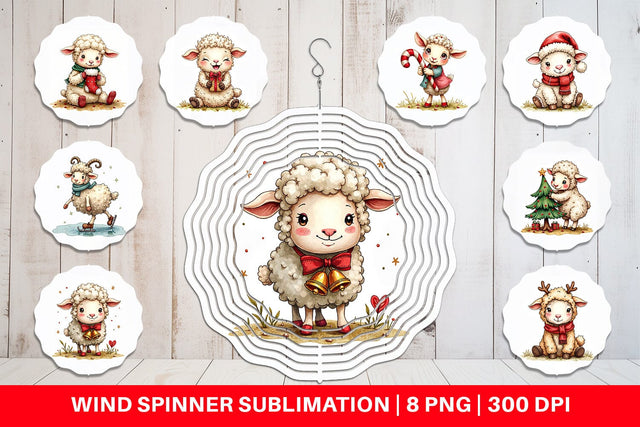Wind Spinner Christmas Patchwork Sheep Sublimation artnoy 