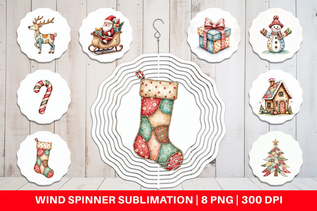 Wind Spinner Christmas Patchwork Wonder Sublimation artnoy 