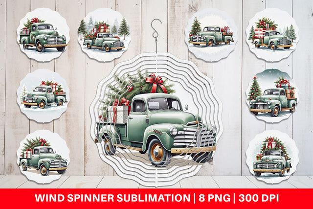 Wind Spinner Christmas Pickup Truck Sublimation artnoy 