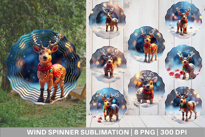 Wind Spinner Christmas Reindeer Sublimation artnoy 