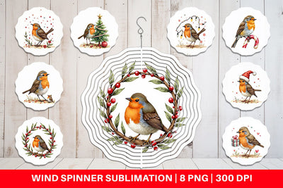 Wind Spinner Christmas Robin Wonders Sublimation artnoy 
