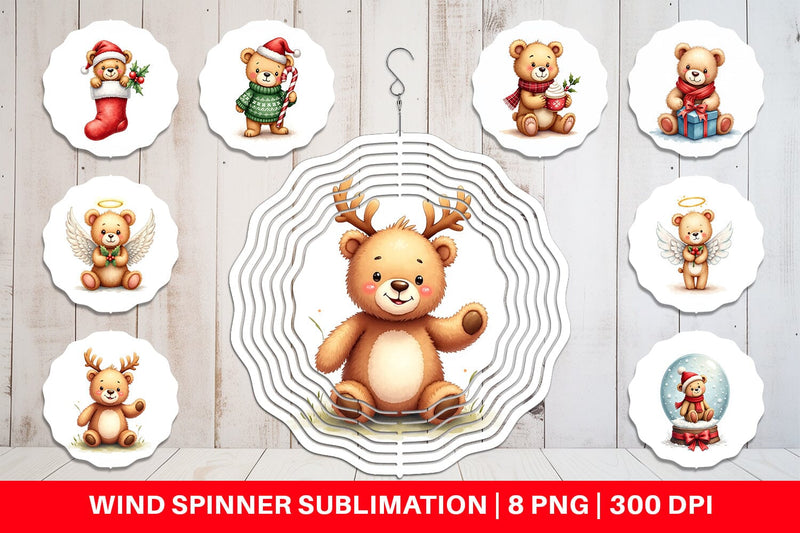 Wind Spinner Christmas Teddy Bear Sublimation artnoy 