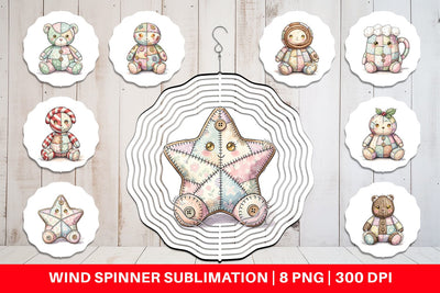 Wind Spinner Christmas Treat Patchwork Watercolor Sublimation artnoy 