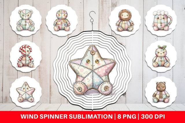 Wind Spinner Christmas Treat Patchwork Watercolor Sublimation artnoy 