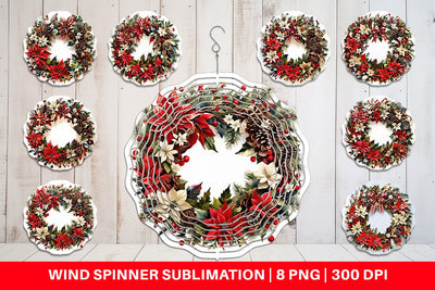 Wind Spinner Christmas Wreath Sublimation artnoy 