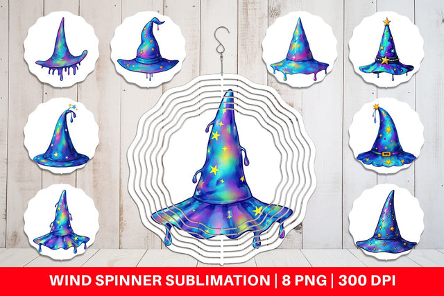 Wind Spinner Chrome Star Witch Hat Sublimation artnoy 
